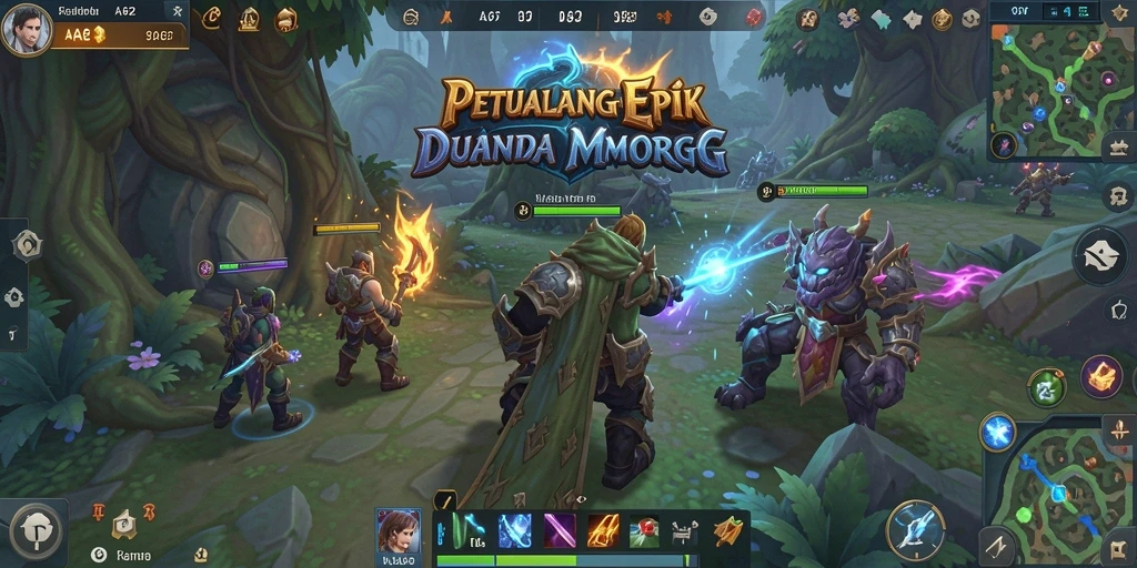 Screenshot utama AA62 menampilkan aksi seru di dunia MMORPG yang luas.