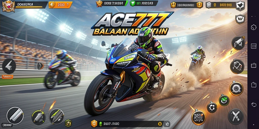 Gameplay ACE777 yang seru dan penuh aksi balapan motor.