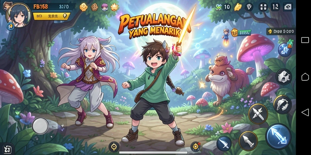 Screenshot gameplay FB168 dengan aksi pertarungan karakter anime.