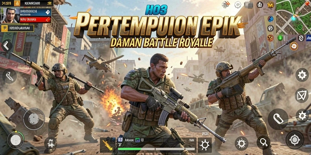 Tampilan gameplay HO3 yang mendebarkan dalam pertempuran Battle Royale.