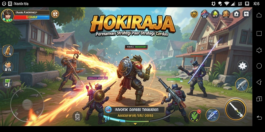 Screenshot menunjukkan aksi strategis dalam HOKIRAJA dengan unit yang saling bertarung.
