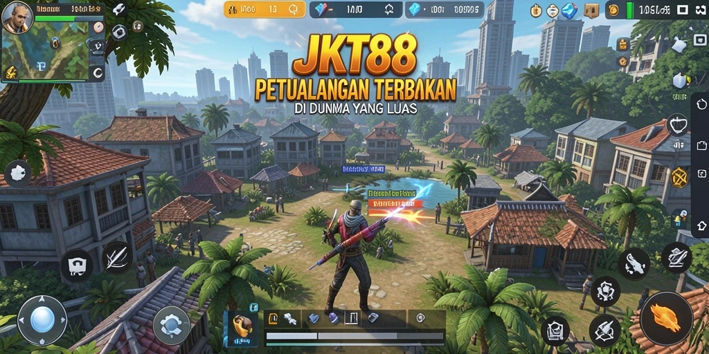 Tangkapan layar dari gameplay JKT88 menampilkan petualangan epik di dunia terbuka.