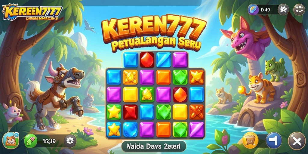 Tampilan gameplay KEREN777 dengan elemen Match-3 yang menarik.