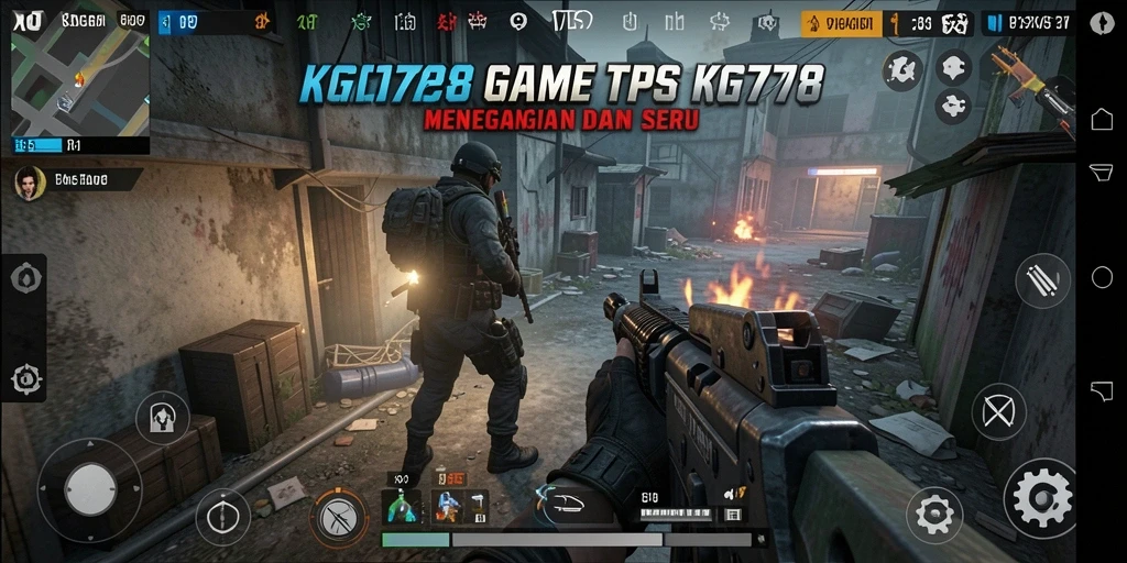 Screenshot gameplay KG778 menampilkan aksi menegangkan dalam pertempuran TPS.