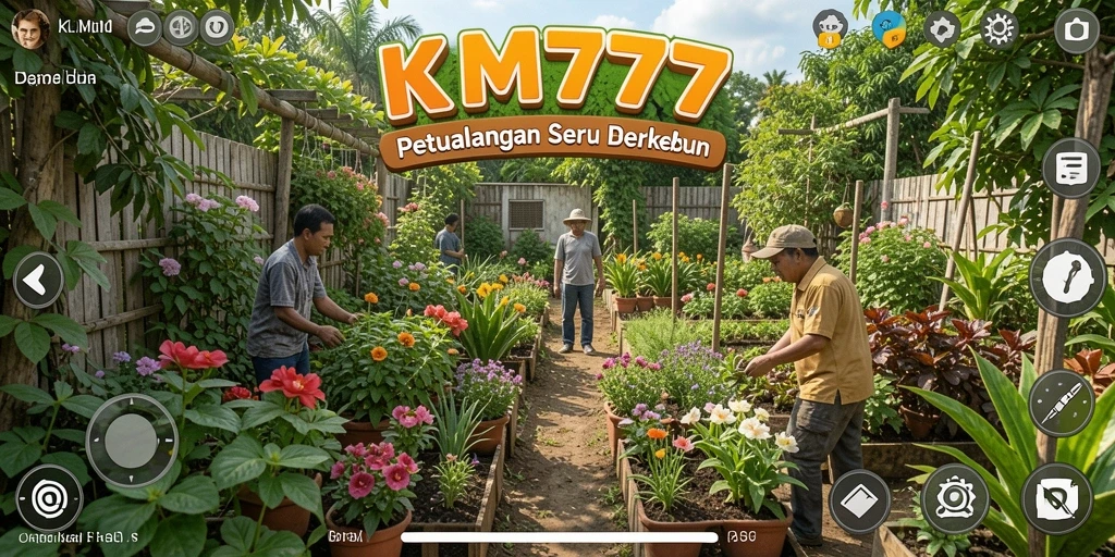 Screenshot gameplay KM777 menampilkan keindahan ladang yang terawat.