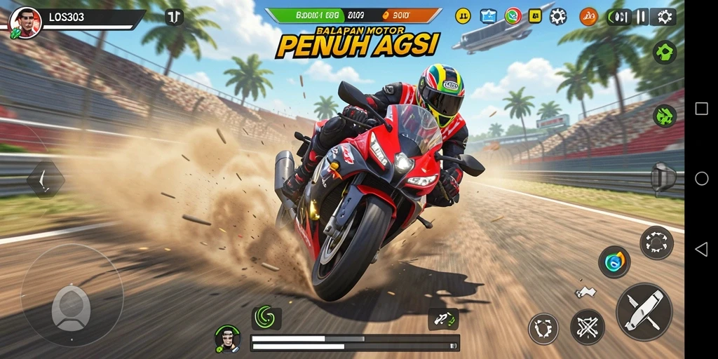 Tampilan menarik dari gameplay balapan motor di LOS303.