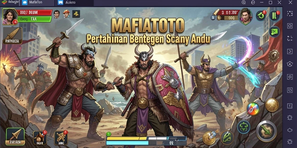 Gameplay intens MAFIATOTO dalam serangan menara bertahan.