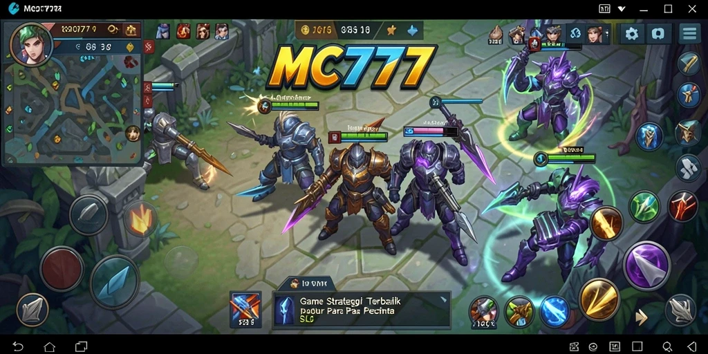Screenshot utama MC777 menampilkan aksi pertempuran strategis yang mendebarkan.