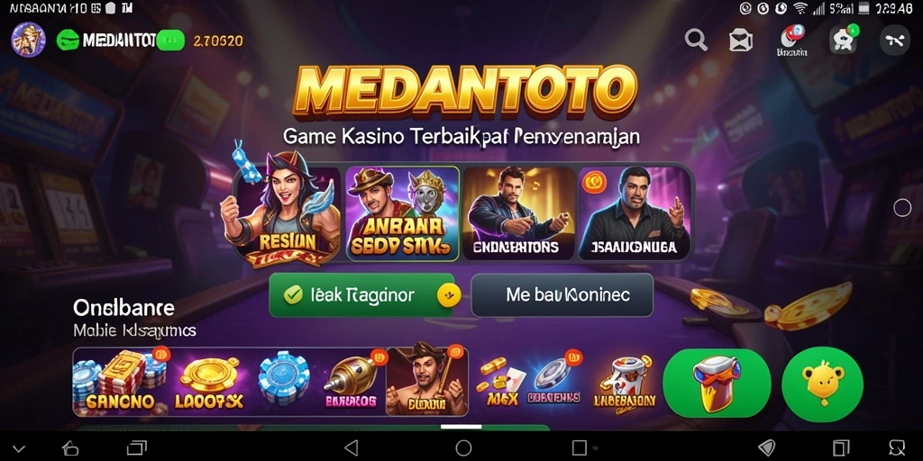 Screenshot gameplay MEDANTOTO yang menunjukkan suasana kasino yang seru.
