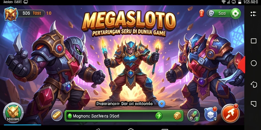 Gameplay intens MEGASLOTO dengan aksi pertarungan seru.