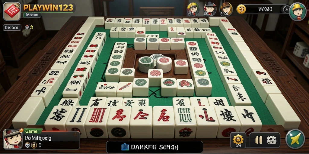 Screenshot utama dari PLAYWIN123 menampilkan gameplay Mahjong yang seru.