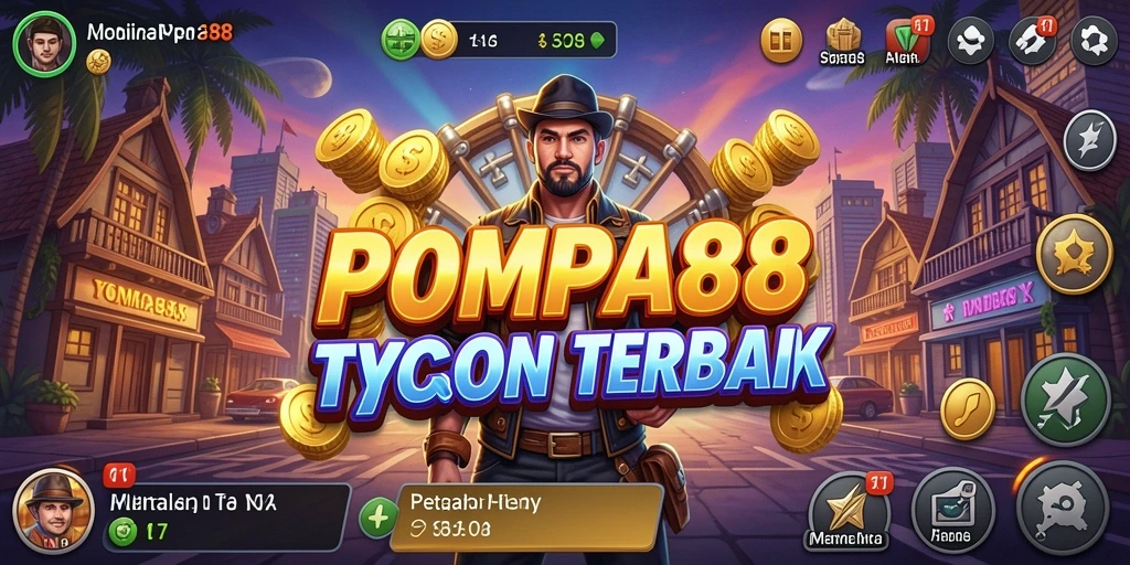 Screenshot gameplay POMPA88 menampilkan grafis menarik dan pengelolaan bisnis.