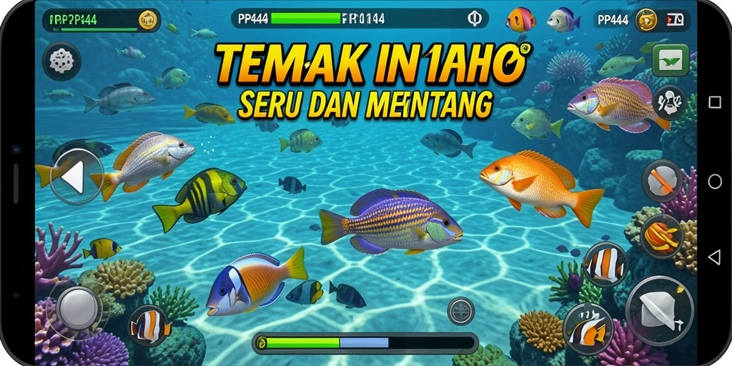 Tampilan gameplay seru dalam PP444 saat menembak ikan.