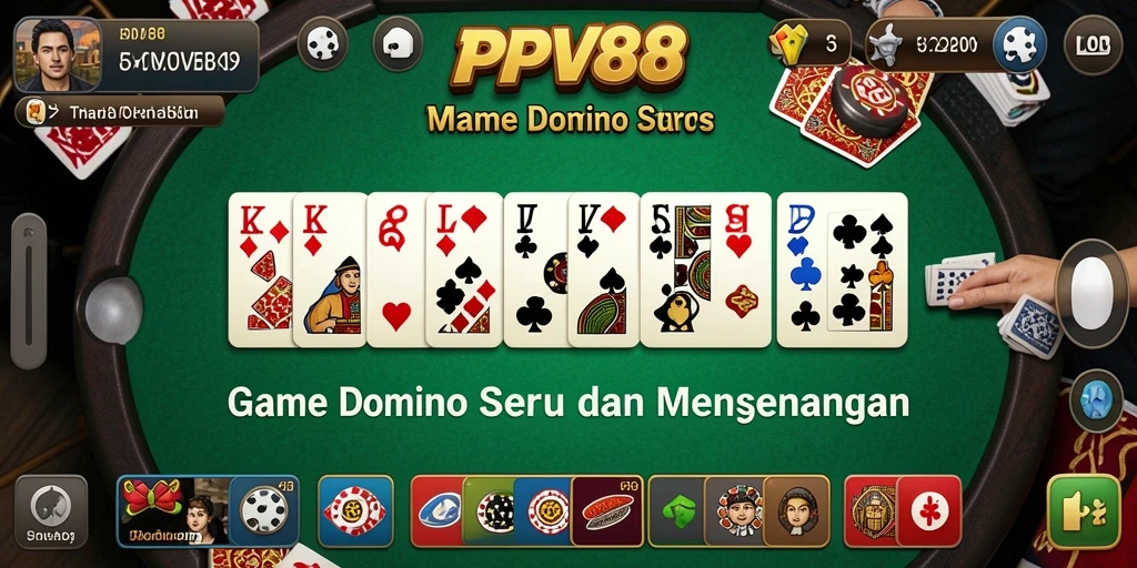 Screenshot utama PPV88 menunjukkan pemain menikmati permainan Domino.
