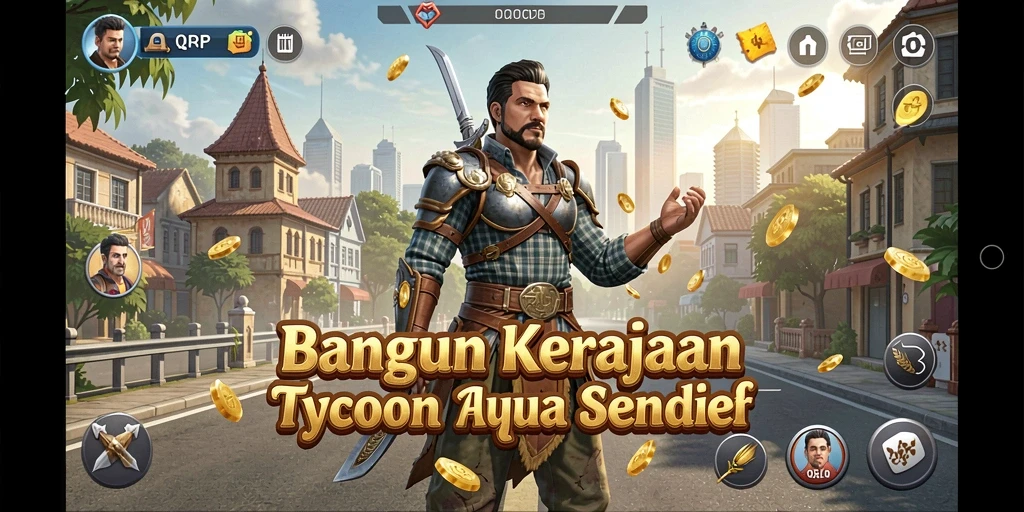 Tampilan gameplay QQRP dengan berbagai bisnis yang dikelola.
