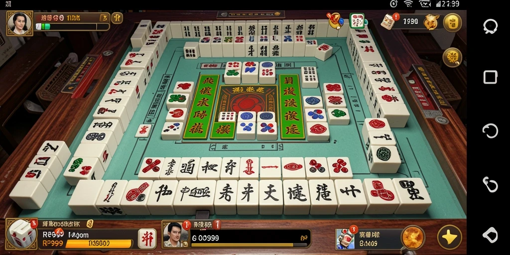 Tampilan gameplay menarik dari RR999 yang menampilkan Mahjong.
