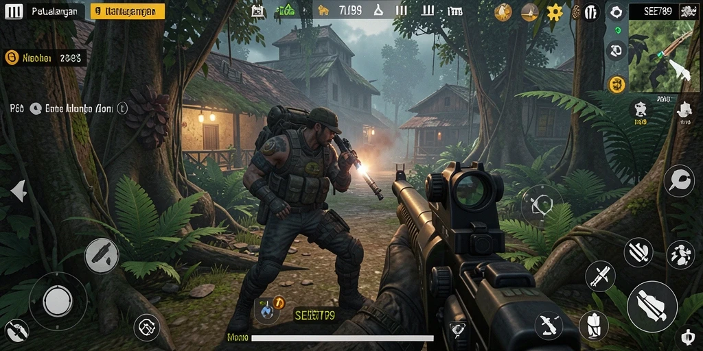 Screenshot menunjukkan aksi seru dalam gameplay TPS SEE789.