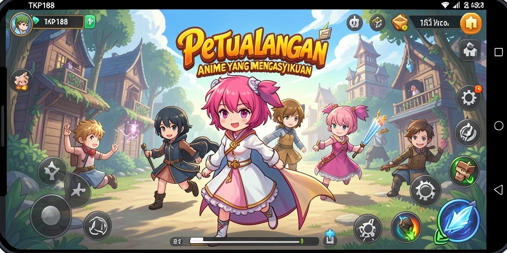 Screenshot gameplay TKP188 yang menampilkan petualangan karakter Anime.