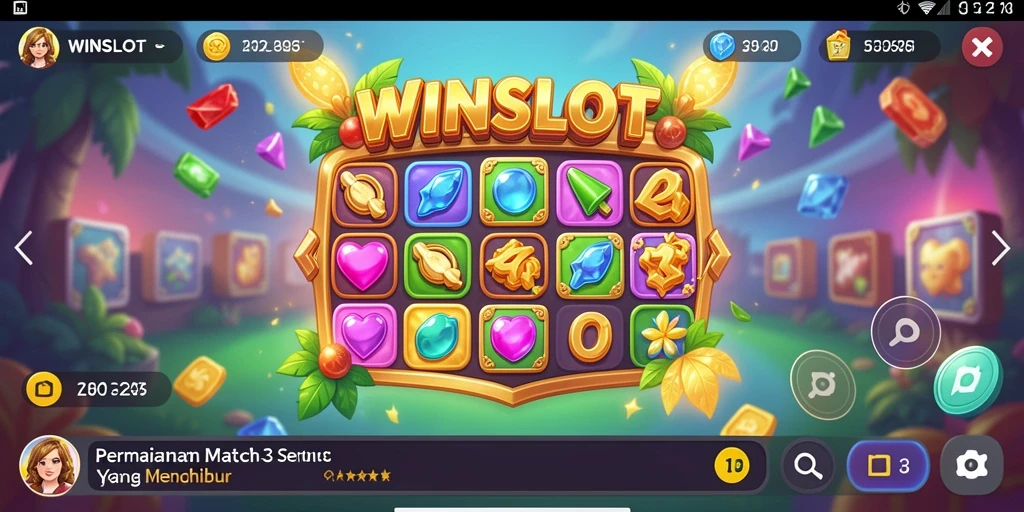 Tampilan gameplay seru di WINSLOT dengan kombinasi elemen Match-3.